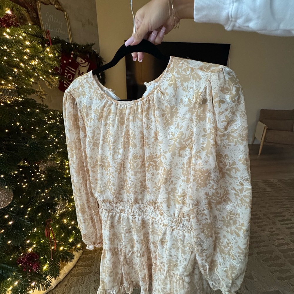 Ina Cream and Tan Floral Dress